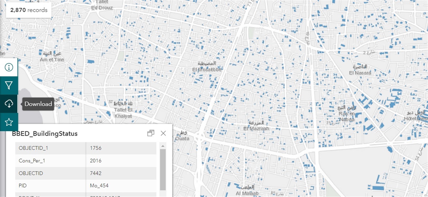طبقات جديدة من قاعدة بيانات البيئة العمرانية في بيروت متاحة للتحميل الآن