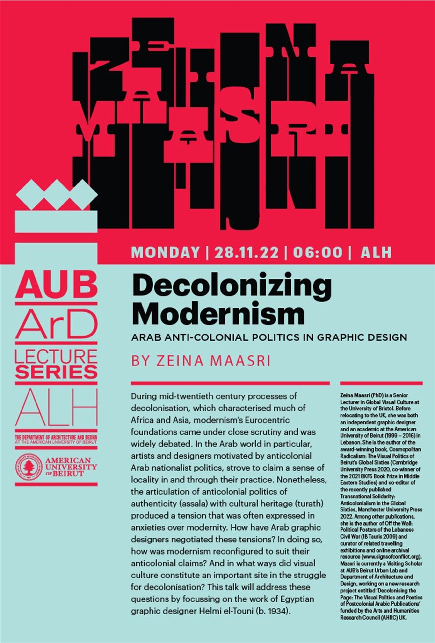 Decolonising Modernism:  Arab Anticolonial Politics in Graphic Design