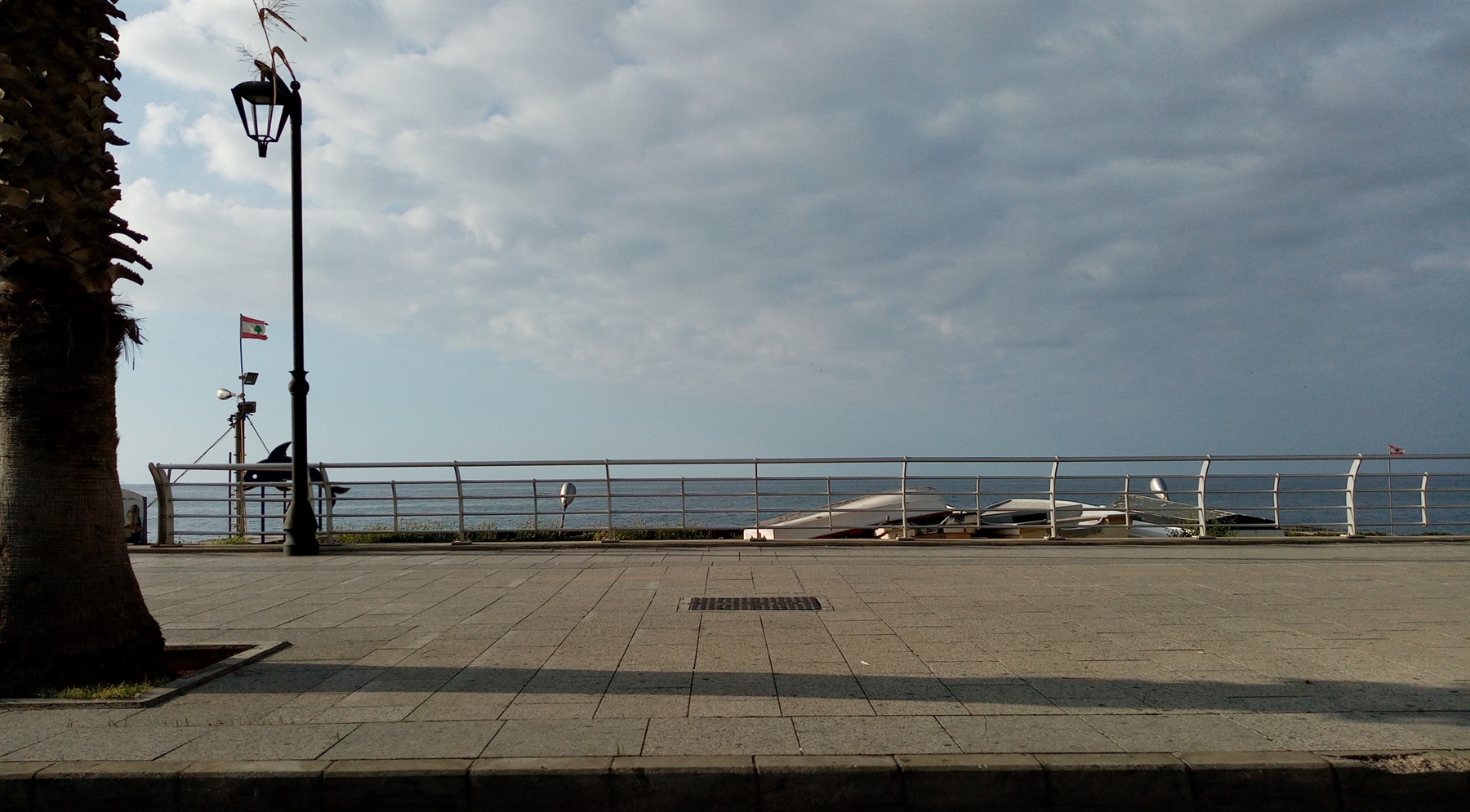 The Corniche, one of the busiest public spaces in Beirut, is completely empty during the lockdown (Photo: Dounia Salamé, April 2020)