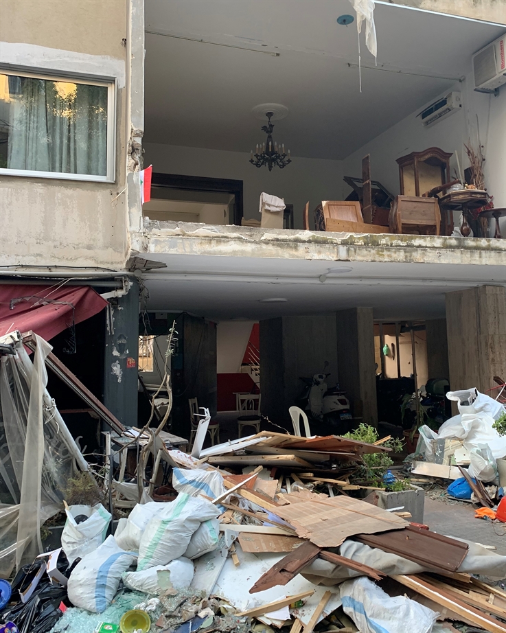 In Geitawi, homes are exposed after the building facade crumbled (Photo: Mona Fawaz)