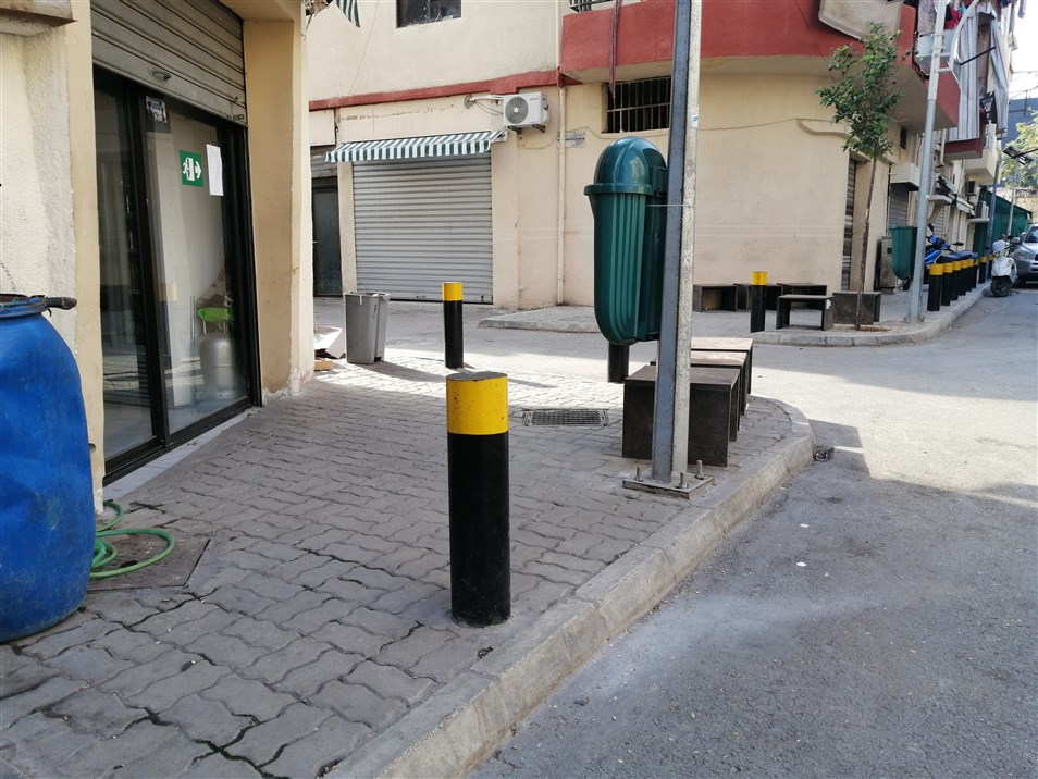 The street in Al-Khodor sub-neighborhood after the implementation of the sidewalk (Source: Beirut Urban Lab, 2022)