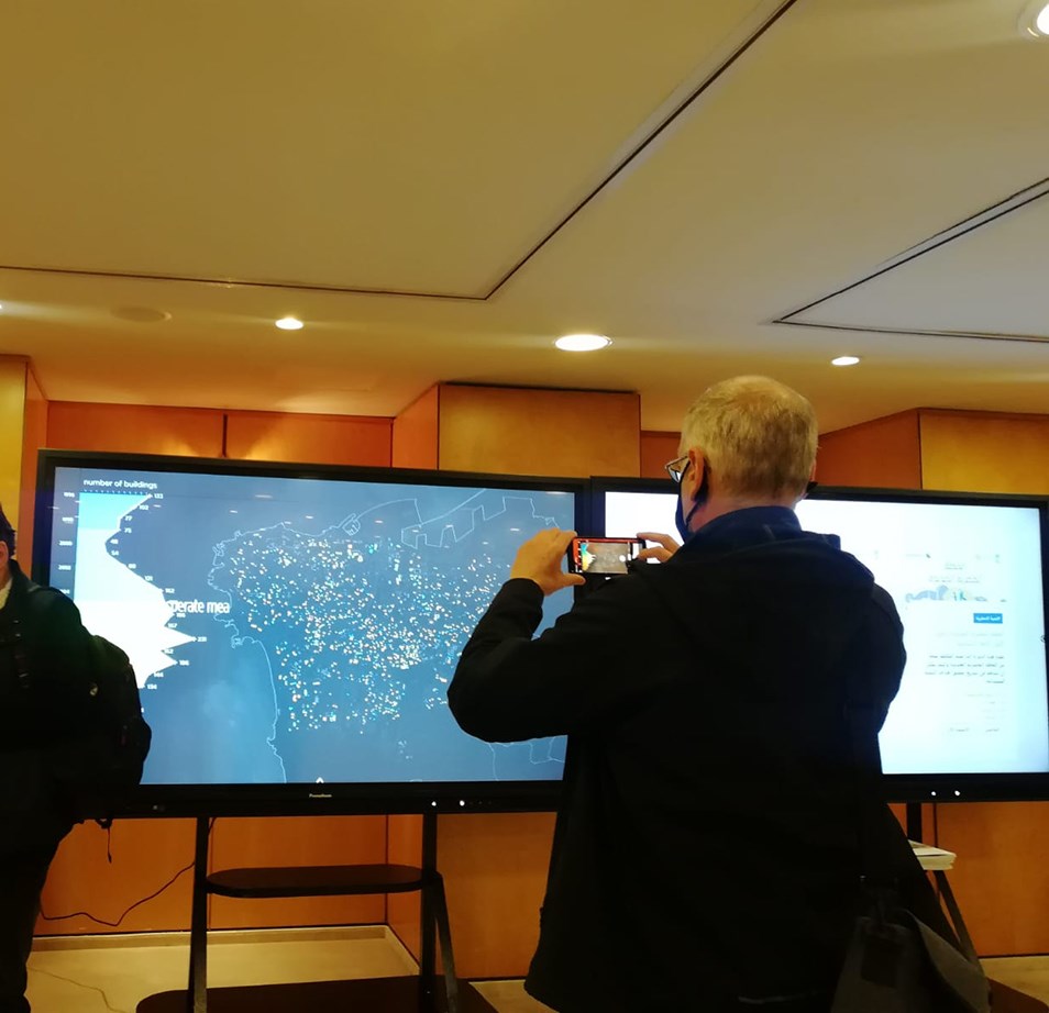 Visitors exploring the Beirut Built Environment Database (BBED) (Photo: Soha Mneimneh, March 2022)