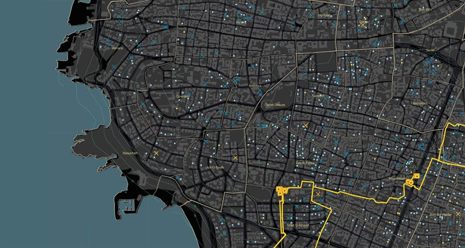 The base map also contains water network infrastructure, with the existing pumps and reservoirs.